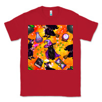 Red halloween cat and witch seamless pattern Classic Tee - BundleAndBundleShop