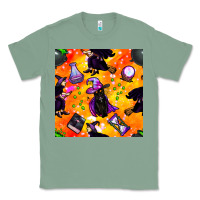 Sage halloween cat and witch seamless pattern Classic Tee - BundleAndBundleShop