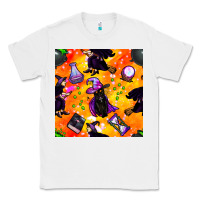 White halloween cat and witch seamless pattern Classic Tee - BundleAndBundleShop