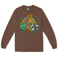 Chestnut leopard cowhide hearts Long Sleeve Tee - Zillion Design Studio