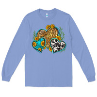 Colony Blue leopard cowhide hearts Long Sleeve Tee - Zillion Design Studio