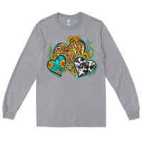 Heather Grey leopard cowhide hearts Long Sleeve Tee - Zillion Design Studio