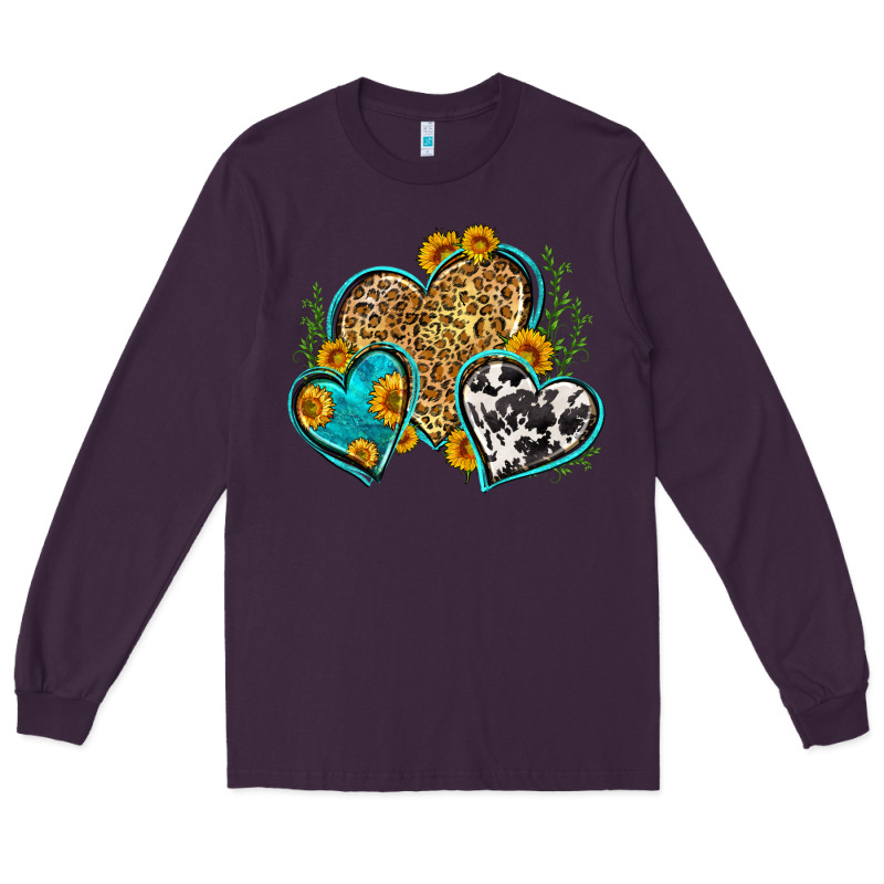 Leopard Cowhide Hearts Long Sleeve Tee by Zillion Design Studio | Teevron