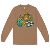 Toasted Coconut leopard cowhide hearts Long Sleeve Tee - Zillion Design Studio