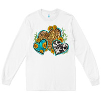 White leopard cowhide hearts Long Sleeve Tee - Zillion Design Studio
