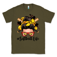 Army Green softball life messy bun Classic Tee - Zillion Design Studio