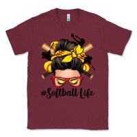 Burgundy softball life messy bun Classic Tee - Zillion Design Studio
