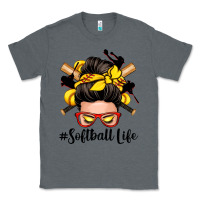 Charcoal Heather softball life messy bun Classic Tee - Zillion Design Studio