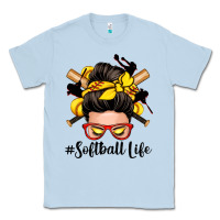 Dusty Blue softball life messy bun Classic Tee - Zillion Design Studio