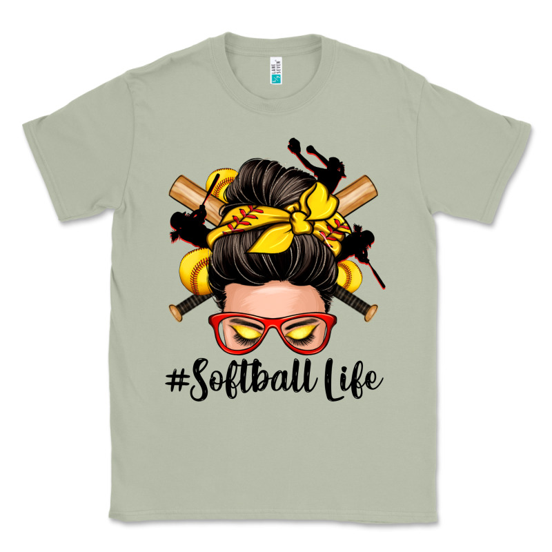 Softball Life Messy Bun Classic Tee by Zillion Design Studio | Teevron