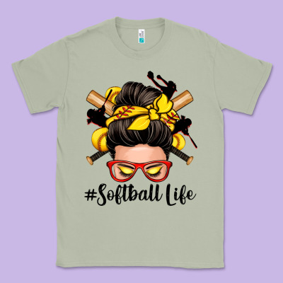 Softball Life Messy Bun Classic Tee Designed By Zillion Design Studio