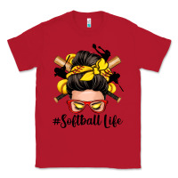 Red softball life messy bun Classic Tee - Zillion Design Studio