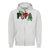 Dove Grey papa elf skull Zipper Hoodie - FaDigitalArtStudio