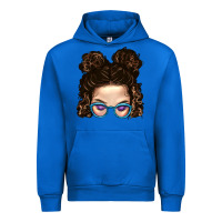 Cobalt Messy Bun Mom And Glitter Glasses Urban Hoodie - BundleAndBundleShop