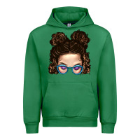 Emerald Messy Bun Mom And Glitter Glasses Urban Hoodie - BundleAndBundleShop