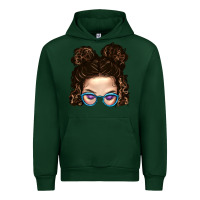 Forest Green Messy Bun Mom And Glitter Glasses Urban Hoodie - BundleAndBundleShop