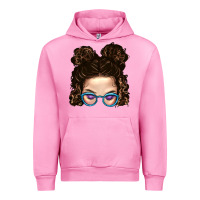 Fuchsia Pink Messy Bun Mom And Glitter Glasses Urban Hoodie - BundleAndBundleShop