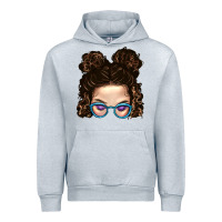 Heather Grey Messy Bun Mom And Glitter Glasses Urban Hoodie - BundleAndBundleShop