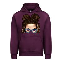 Mauve Wine Messy Bun Mom And Glitter Glasses Urban Hoodie - BundleAndBundleShop