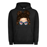 Pigment Black Messy Bun Mom And Glitter Glasses Urban Hoodie - BundleAndBundleShop