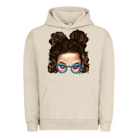 Pigment French Oak Messy Bun Mom And Glitter Glasses Urban Hoodie - BundleAndBundleShop