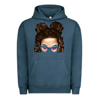 Pigment Midnight Navy Messy Bun Mom And Glitter Glasses Urban Hoodie - BundleAndBundleShop