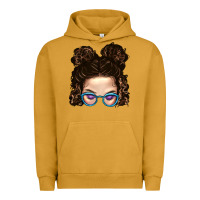Pigment Peanut Butter Messy Bun Mom And Glitter Glasses Urban Hoodie - BundleAndBundleShop