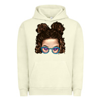 Pigment Pistachio Messy Bun Mom And Glitter Glasses Urban Hoodie - BundleAndBundleShop