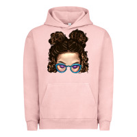 Pigment Salmon Messy Bun Mom And Glitter Glasses Urban Hoodie - BundleAndBundleShop
