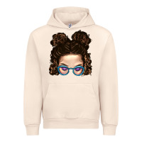 Sandshell Messy Bun Mom And Glitter Glasses Urban Hoodie - BundleAndBundleShop