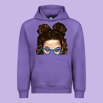 Messy Bun Mom And Glitter Glasses Urban Hoodie Designed By Bundleandbundleshop