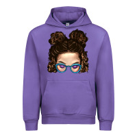 Tulip Messy Bun Mom And Glitter Glasses Urban Hoodie - BundleAndBundleShop