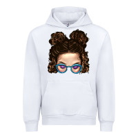 White Messy Bun Mom And Glitter Glasses Urban Hoodie - BundleAndBundleShop