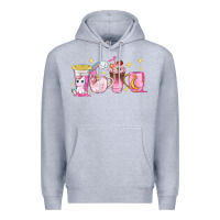 Heather Grey unicorn coffee cups Premium Hoodie - NancyCooperArtShop