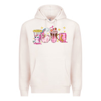 Pale Pink unicorn coffee cups Premium Hoodie - NancyCooperArtShop