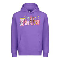 Purple unicorn coffee cups Premium Hoodie - NancyCooperArtShop