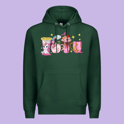 Unicorn Coffee Cups Premium Hoodie Designed By Nancycooperartshop