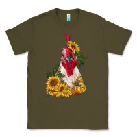 Army Green sunflower rooster with leopard Classic Tee - RanaPortraitStore