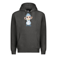 Charcoal Heather monkey cute animals Premium Hoodie - RanaPortraitStore