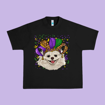Mardi Gras White Pomeranian With Hat Urban Heavy Tee Designed By Ranaportraitstore