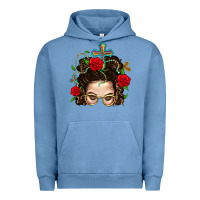 Pigment Pebble Blue Messy Bun Mom Faith And Rose Urban Hoodie - BundleAndBundleShop
