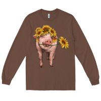 Chestnut pig with sunflowers Long Sleeve Tee - RanaPortraitStore
