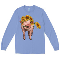 Colony Blue pig with sunflowers Long Sleeve Tee - RanaPortraitStore