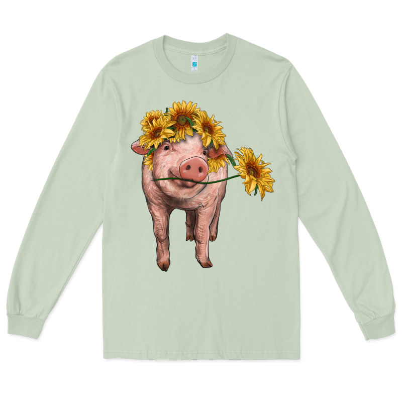 Pig With Sunflowers Long Sleeve Tee by RanaPortraitStore | Teevron