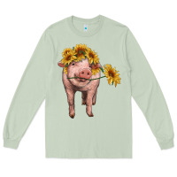 Matcha pig with sunflowers Long Sleeve Tee - RanaPortraitStore