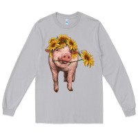 Moon Dust pig with sunflowers Long Sleeve Tee - RanaPortraitStore