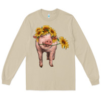 Mushroom pig with sunflowers Long Sleeve Tee - RanaPortraitStore