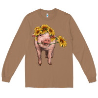 Toasted Coconut pig with sunflowers Long Sleeve Tee - RanaPortraitStore