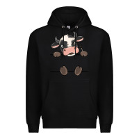 Black custom cow Premium Hoodie - MaliasSmallBusiness
