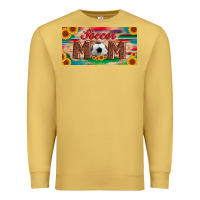 Antique Gold soccer mom with ball and sunflower and serape licanse plate Premium Sweatshirt - Artiststas
